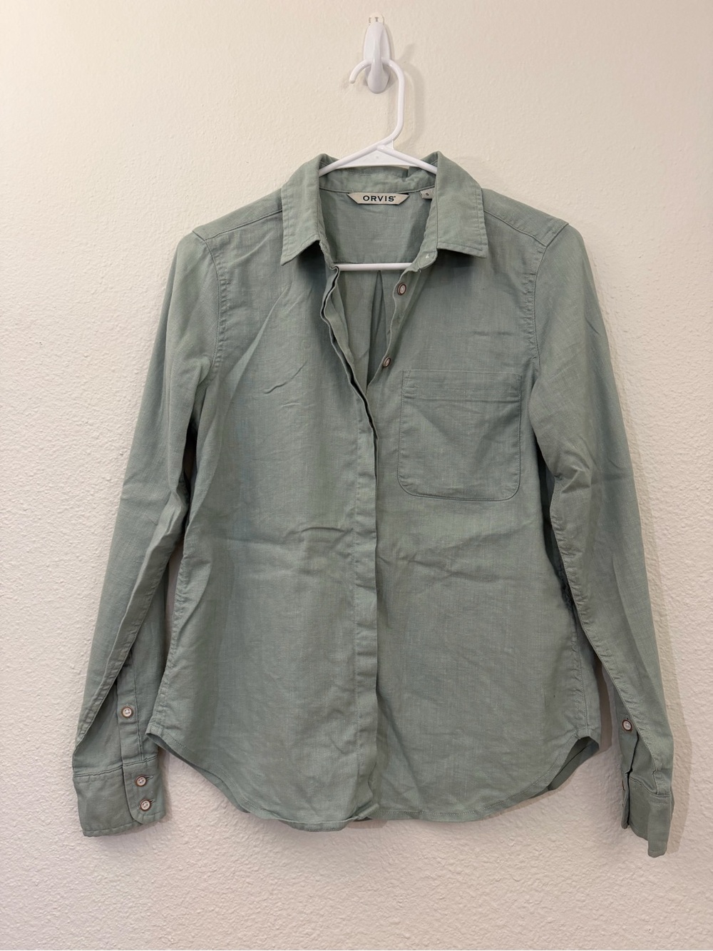 Orvis Light Sage Green Linen Shirt